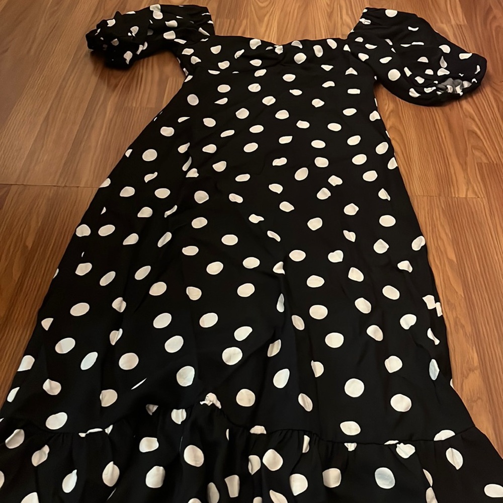 Nobody’s child, black, white polkadot, dress maxi